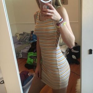 Kendall & Kylie Striped Yellow Bodycon Dress